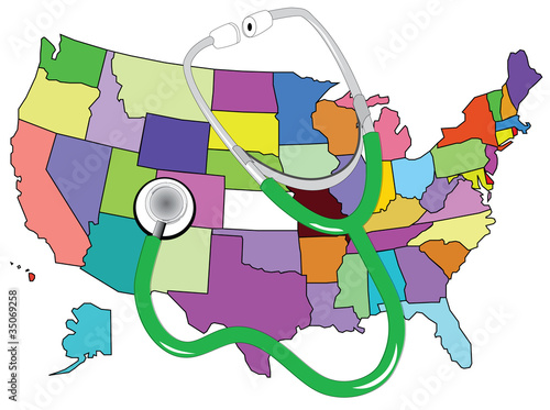 stethescope on map of america