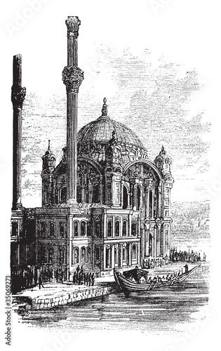 Sultan Ahmed Mosque or Blue Mosque in Istanbul, Turkey, vintage