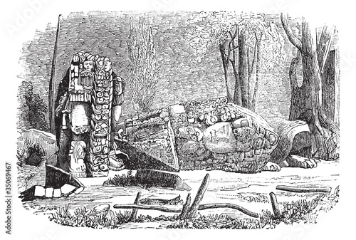 Copan in Honduras vintage engraving