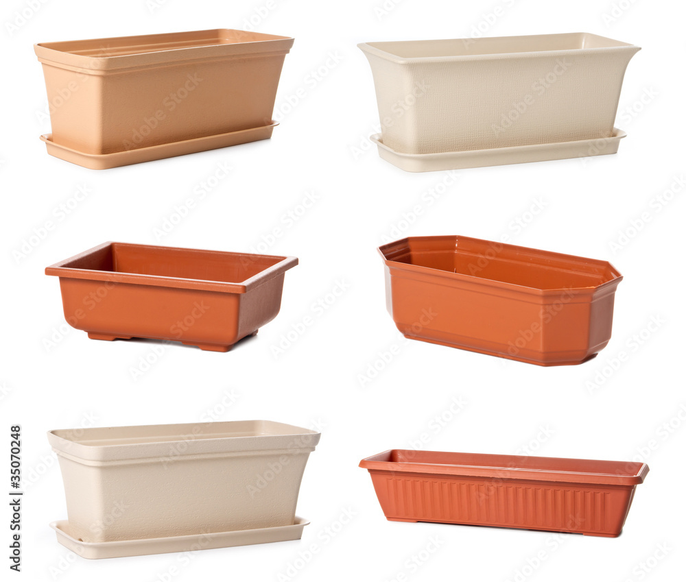 Set of plastic flowerpots for indoor plants Set of plastic flowerpots for indoor plants