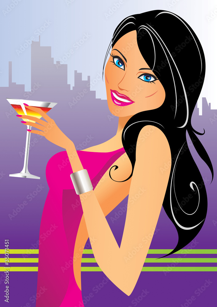 Beautiful woman with cocktail in the club Beautiful woman with cocktail in the club