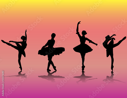 Ballerinas with background - vector