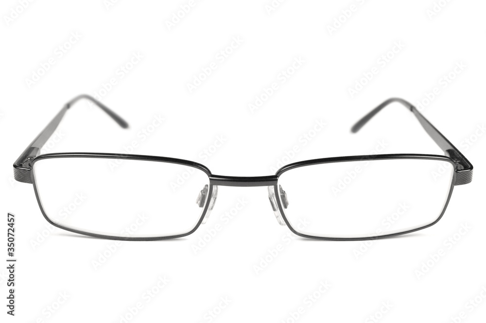 Eyeglasses, Black Men Spectacles, Titanium Frame, Isolated Macro Eyeglasses, Black Men Spectacles, Titanium Frame, Isolated Macro