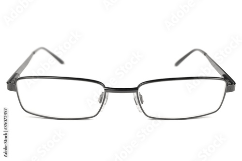 Eyeglasses, Black Men Spectacles, Titanium Frame, Isolated Macro