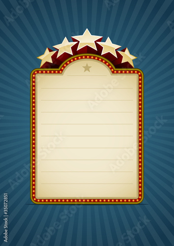 Vertical show banner on blue
