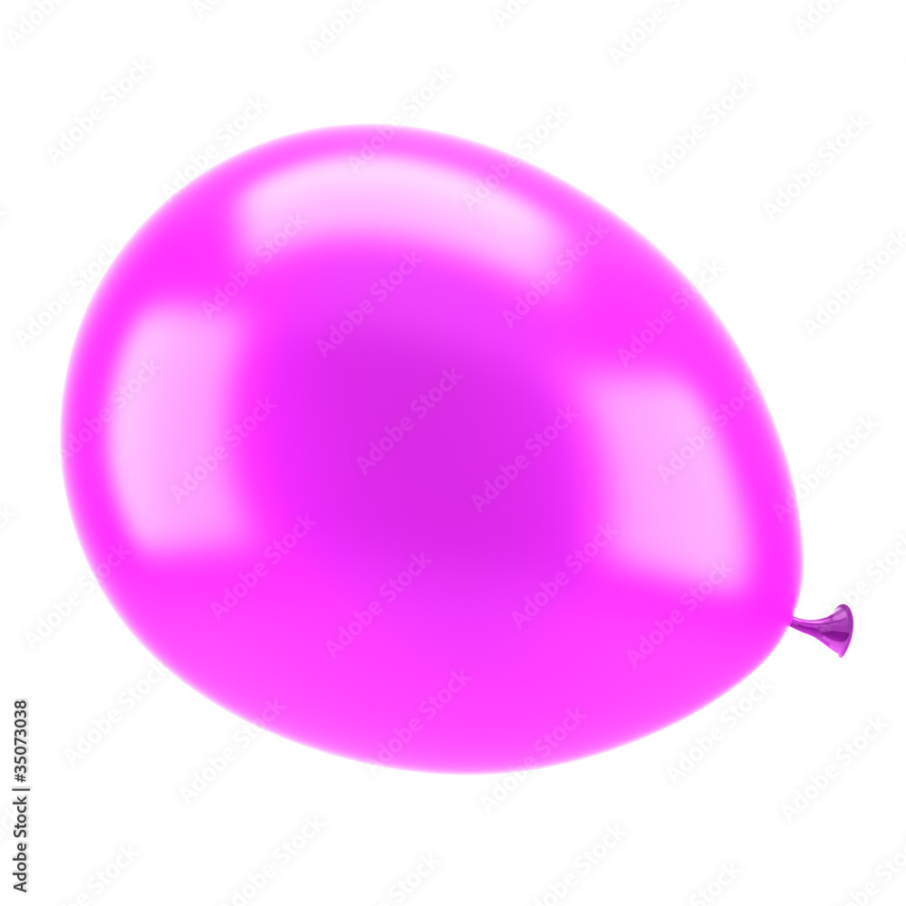 one purple party balloon isolated on white background