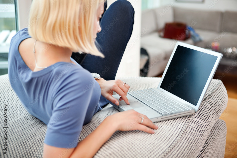 Blond woman with laptop Blond woman with laptop