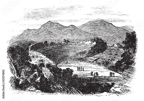 Ephesus in Izmir, Turkey, vintage engraving