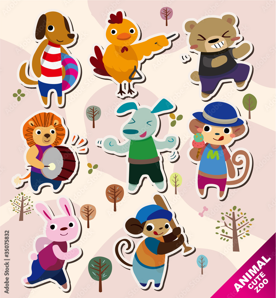 Obraz premium cartoon animal icons