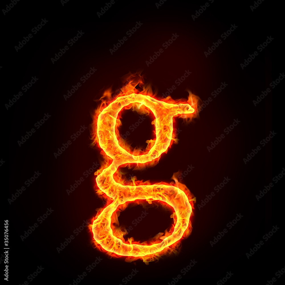 fire alphabets, small letter g fire alphabets, small letter g