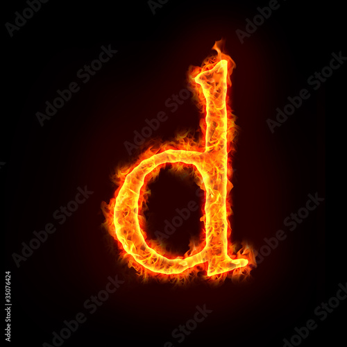 fire alphabets, small letter d