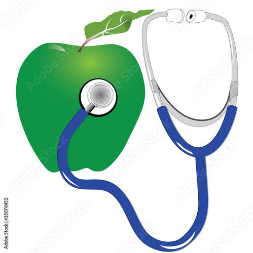 green apple and stethescope