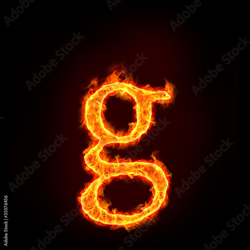 fire alphabets, small letter g
