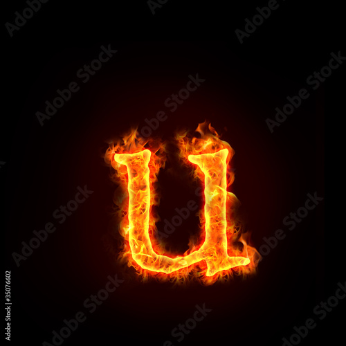 fire alphabets, small letter u