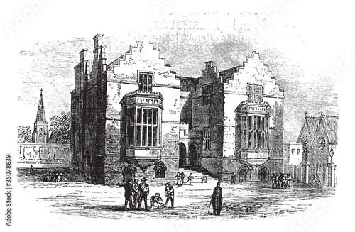 Harrow school vintage engraving