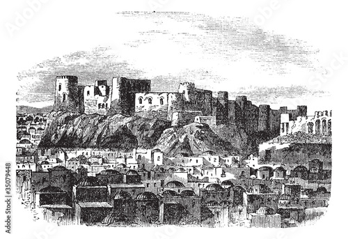 Citadel of Herat, Afghanistan vintage engraving