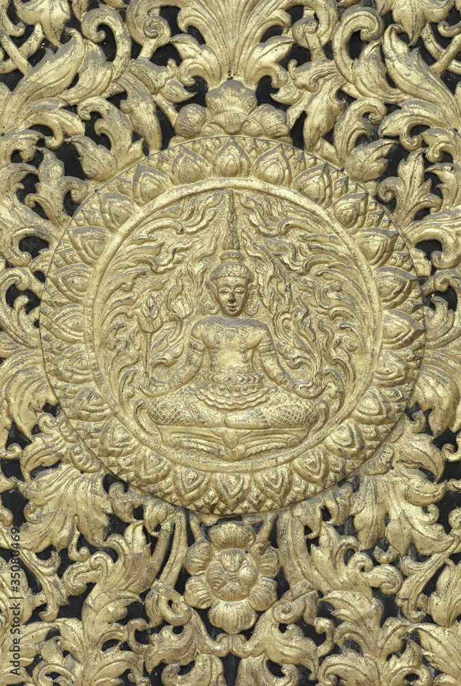 Pattern of National Thai art on wood carving