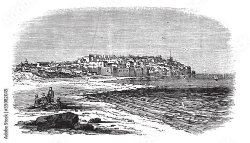 Jaffa in Israel vintage engraving