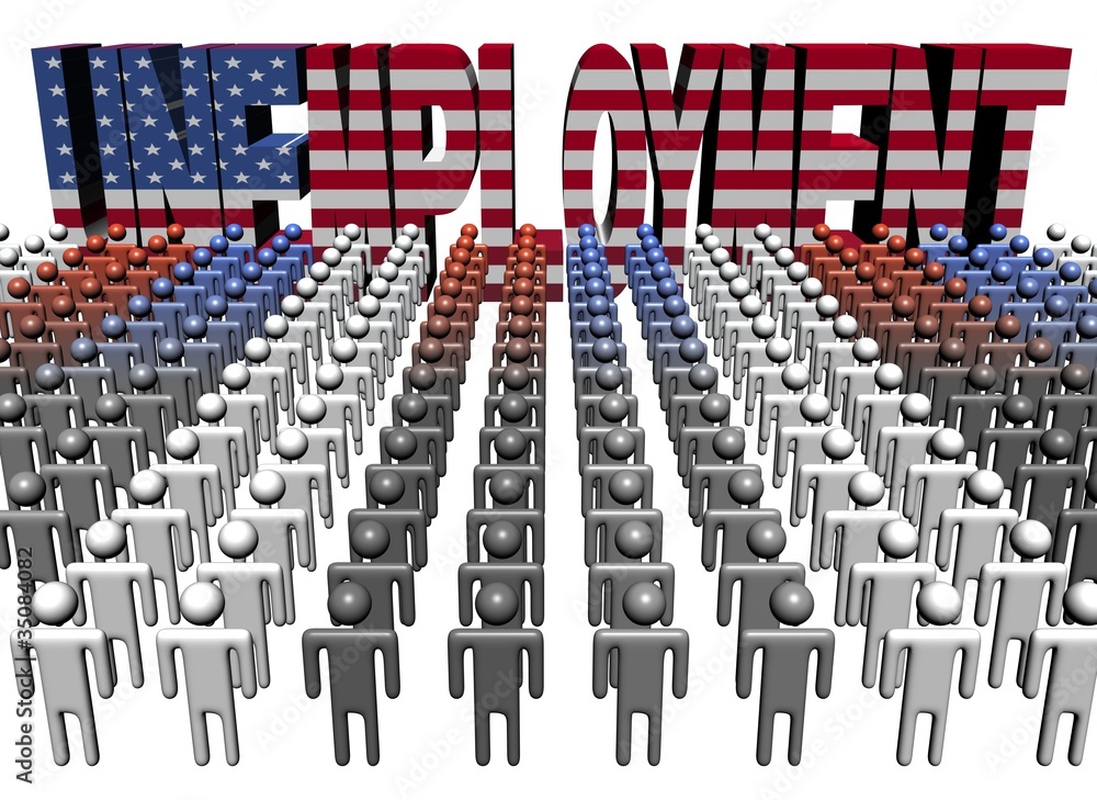 Naklejka premium people with unemployment American flag text illustration