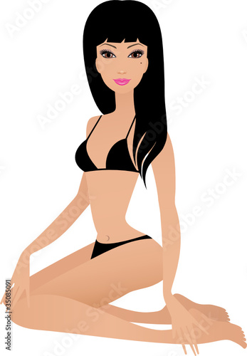 Young woman in a bathing suit. vector, gradient,