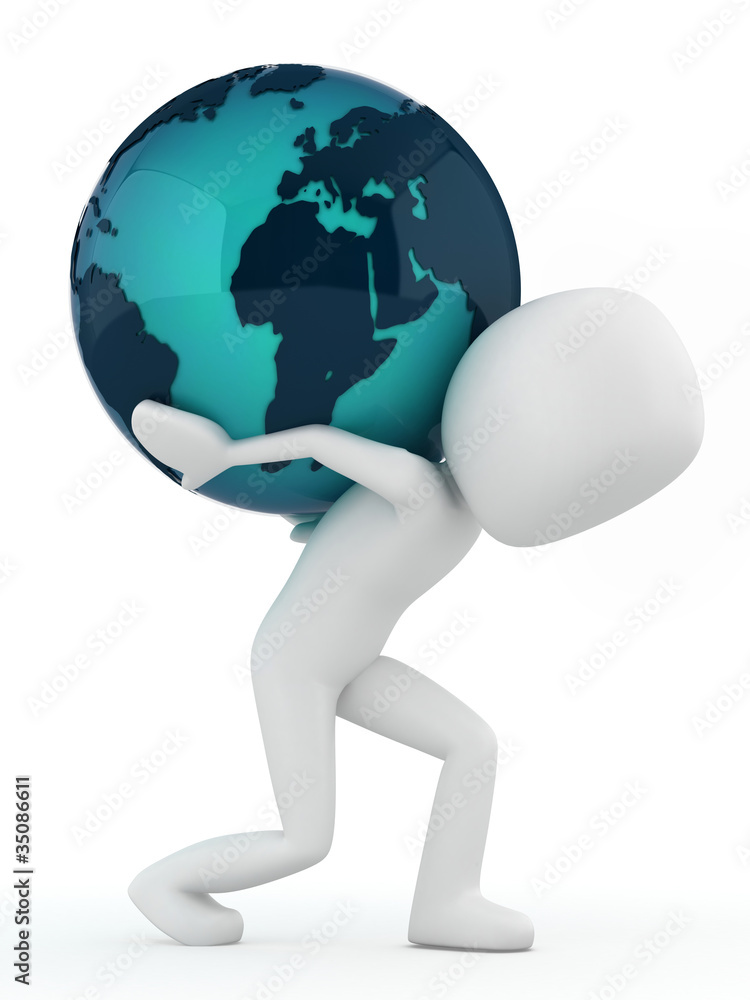 3D Render of a Man carrying earth 3D Render of a Man carrying earth