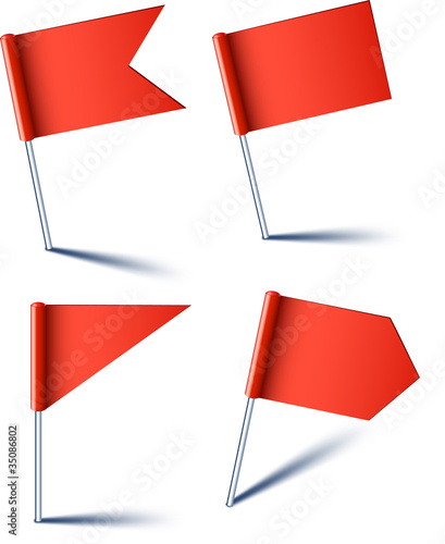 Red pin flags.