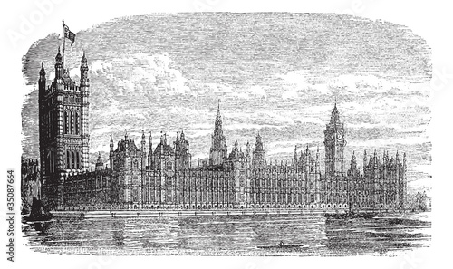 Palace of Westminster or Houses of Parliament in London England