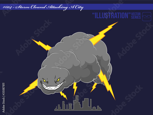 Illustration #004 - Storm Cloud Attacking A City photo