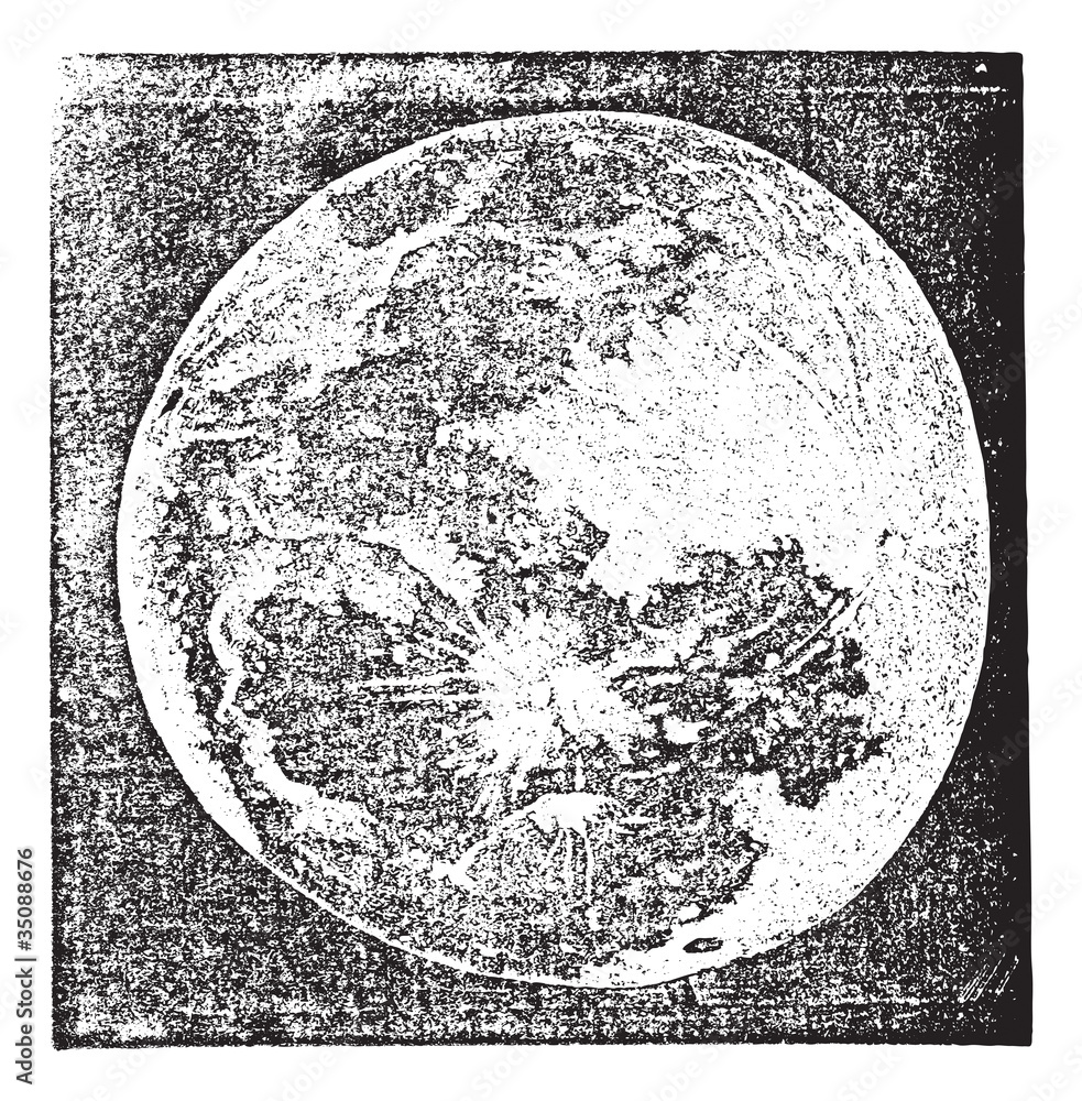 Naklejka premium Full Moon Photograph taken by Prof. H. Draper New York vintage e