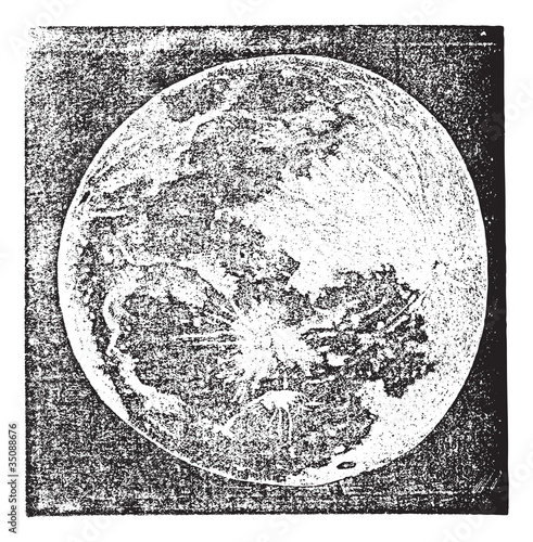 Full Moon Photograph taken by Prof. H. Draper New York vintage e