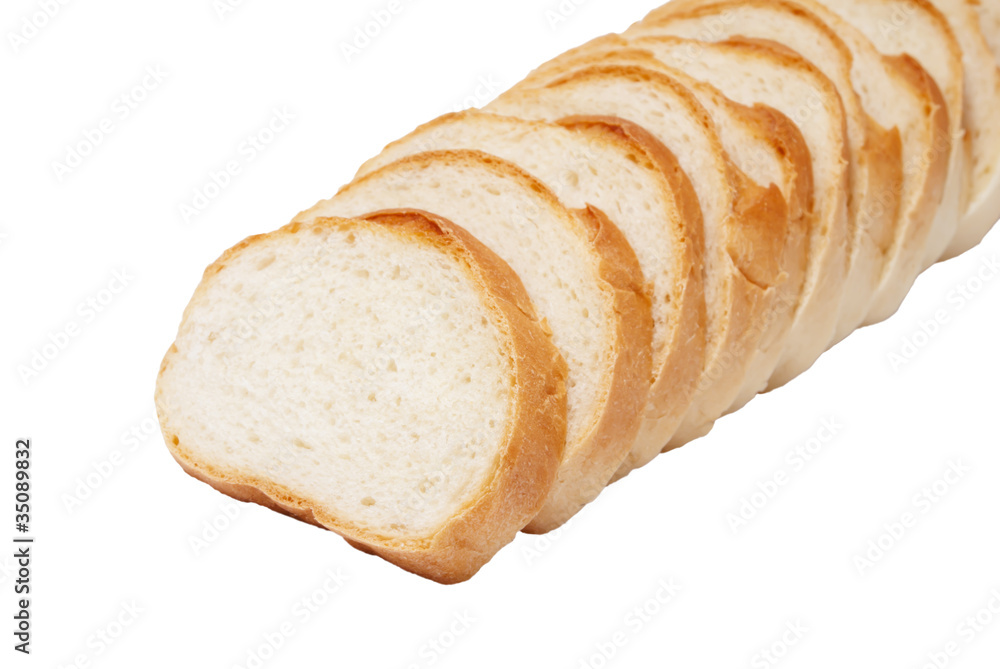 loaf of white bread cut into pieces
