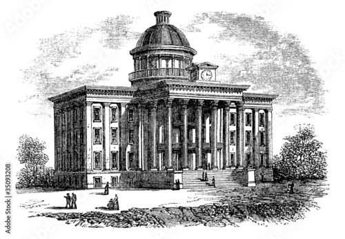 Alabama State Capitol Building, United States, vintage engraving