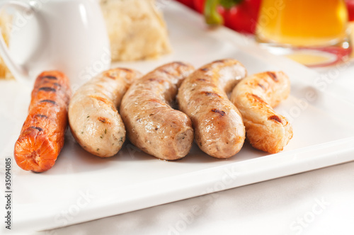 selection of all main type of german wurstel saussages photo