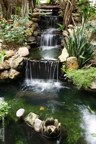 waterfall with pond