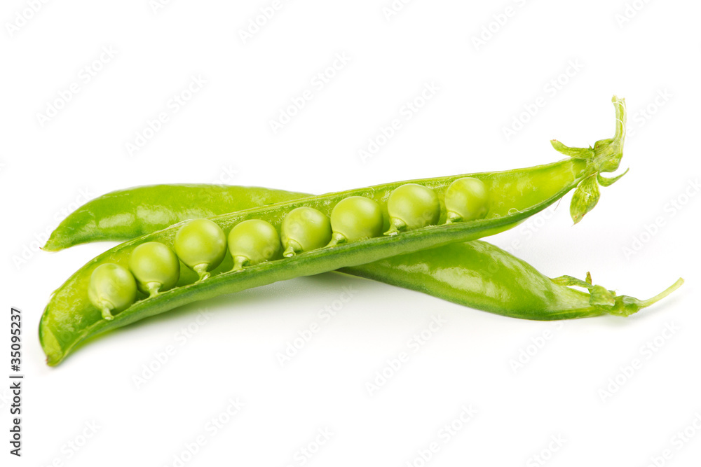 Fresh green pea pod over white background Fresh green pea pod over white background