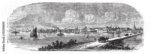 Norfolk in England, UK, vintage engraved illustration
