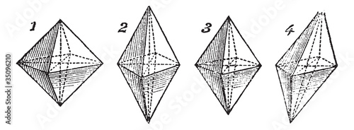 Octahedron, vintage engraved illustration