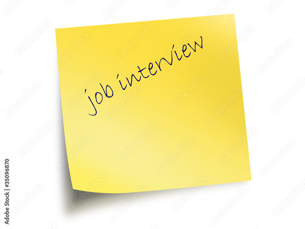 Yellow Post It Note With The Text Job Interview Yellow Post It Note With The Text Job Interview