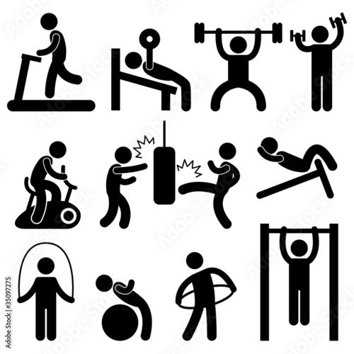 Man Athletic Gym Gymnasium Body Exercise Workout Pictogram