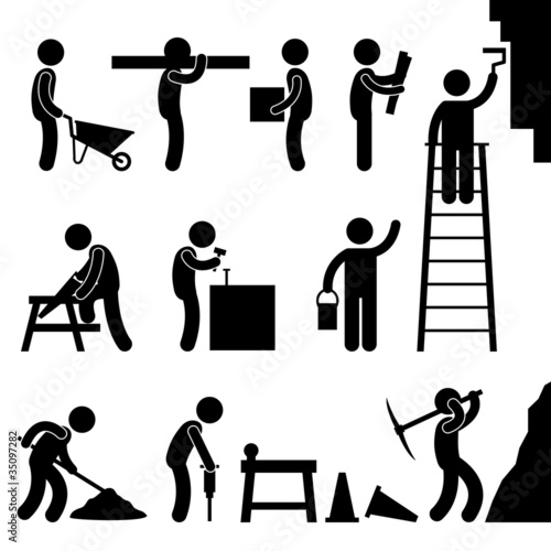 Working Construction Hard Labor Pictogram Icon Symbol Sign
