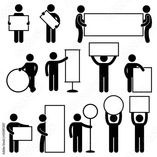 Man Carry Empty Blank Signboard Banner Placard