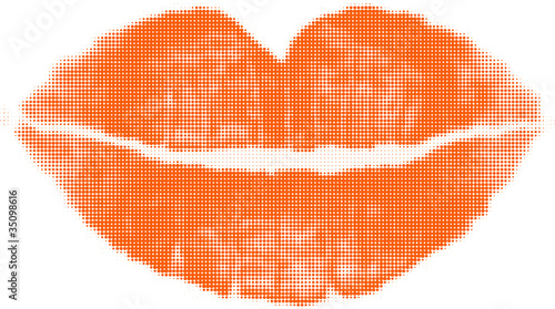 red lips in halftone
