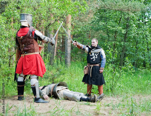 Obraz na plátne knights giving last honors