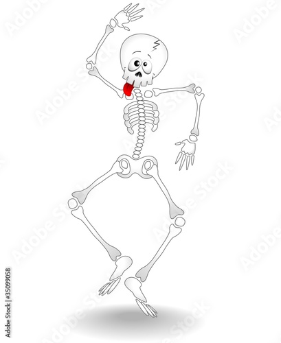Scheletro Buffo Cartoon-Funny Skeleton Dancer-Vector