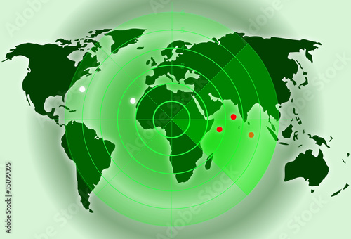 Mapa del mundo con radar