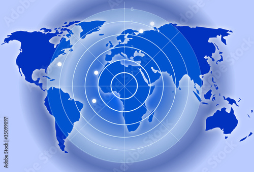 Mapa del mundo con radar