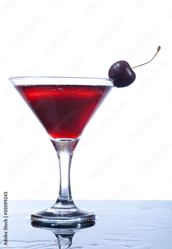 cocktail with cherry closeup cocktail with cherry closeup