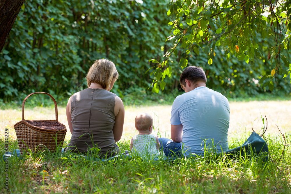 Fototapeta premium Family having picnic in park