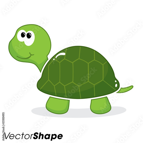 Happy little cartoon turtle vector illustration