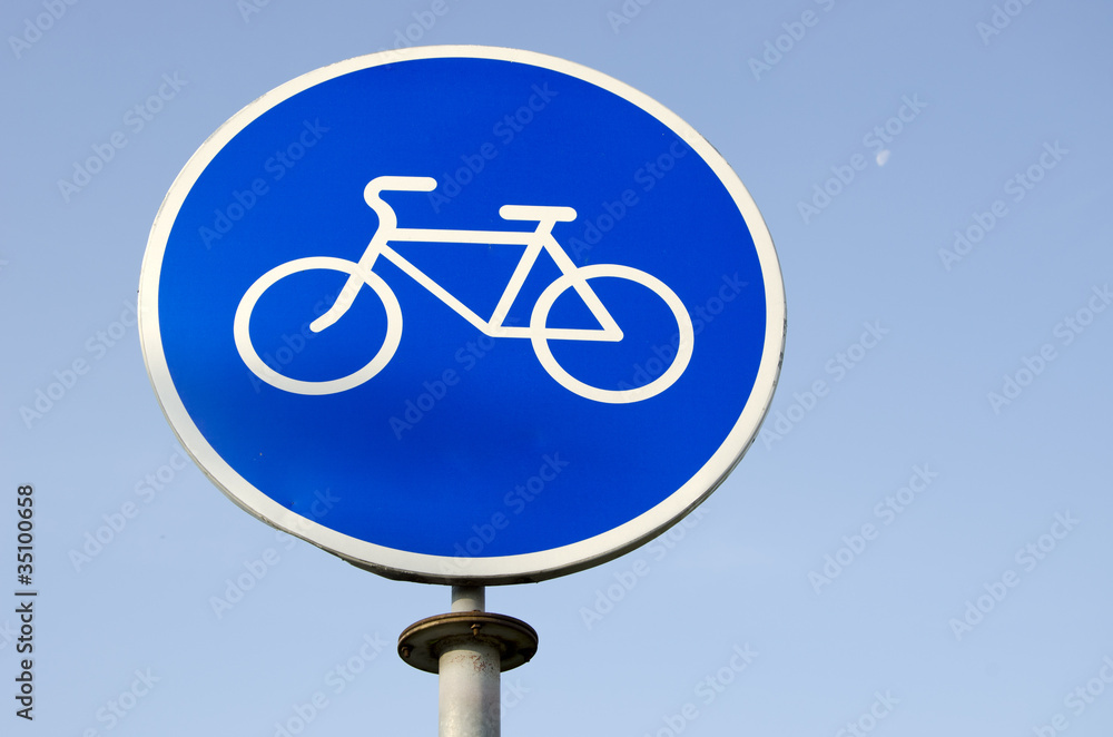 Road sign bicycle path. Road sign bicycle path.